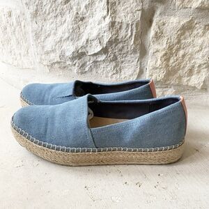 Dr. Scholl's Women's Blue Denim Sunray Platform Espadrilles Loafer Size 8.5